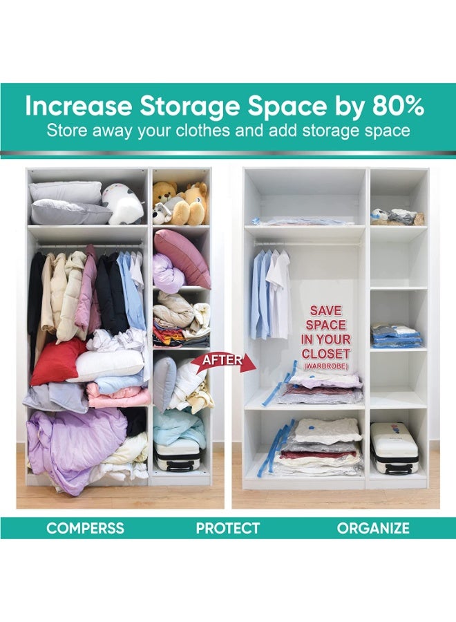 7 PCS Vacuum Storage Bags (2 Jumbo/2 Large/2 Medium/1 Pump) - Space Saver Bags with Hand Pump,Travel   Compression Storage Bags For Clothes, Comforters & Blankets - Image 4